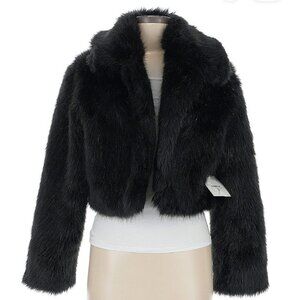Vandevort Kaylee Collared Faux Fur Jacket - Black